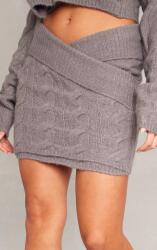 Prettylittlething Szürke Pulóverszoknya Mini Klasszikus Aszimmetrikus Prettylittlething L