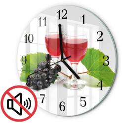 TULUP Dekoratív Kerek Üveg Boros Szőlő Óra Fekete Tippek Fi30 cm (010010500040200172144)