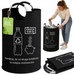 Tartály Puha Kaucsuk Palacktartó Táska Visszafordítható Kosár Fekete Összecsukható 82 L (POJEMNIK1)