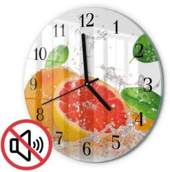 TULUP Fali Kerek Üveg Óra Irodába Grapefruit Fekete Tippek Fi30 cm (010010500040200175914)