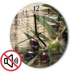TULUP Kerek Üveg Falióra Olíva Nyomtatással Fekete Tippek Fi30 cm (010010500040200175239)
