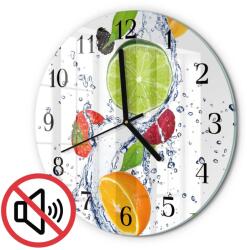 TULUP Üveg Nappali Óra Gyümölcs Mintával Citrom Fekete Tippek Fi30 cm (010010500040200174538)