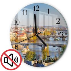TULUP Üveg Hálószoba Óra Grafikával Város Prága Fekete Tippek Fi30 cm (010010500040200174518)