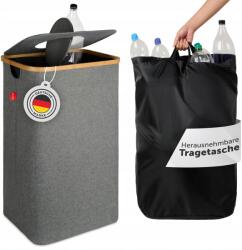  Palacktartó Összecsukható 100 L Bambusz Szürke Négyzet alakú (BT-100-BAM-GR)