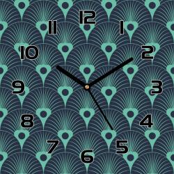 Coloray Üveg falióra Neon kék art deco mintás 30x30 (pl-zsk-30x30-TD-206)