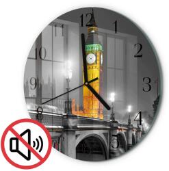 TULUP Üveg Falióra Irodába Big Ben Mintával Fekete Tippek Fi30 cm (010010500040200175636)