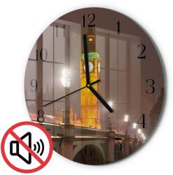 TULUP Kerek Üveg Falióra Big Ben motívummal Fekete Tippek Fi30 cm (010010500040200172579)