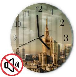 TULUP Függő Kerek Üveg Óra Varsó Mintával Fekete Fi30 cm (010010500040200174075)