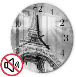 TULUP Kerek Üveg Óra Díszes Eiffel-torony Párizs Fekete Tippek Fi30 cm (010010500040200174375)