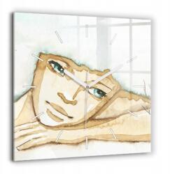  Négyzet alakú Dekoratív Üveg Óra Nyomtatott Női Portré 60x60 cm (010010500080100270314)