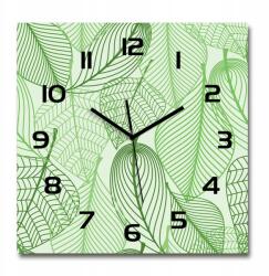 TULUP Nagy négyzet alakú üveg falióra Levelek mintás 60x60 cm (pl_zsk_60x60_f_69861578)