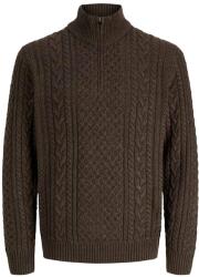 JACK & JONES Pulover Jprblucallum Cable Half Zip 12299947 19-1018 TCX ganache