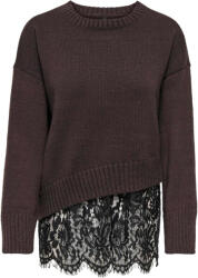 ONLY Pulover Onlevie Lace Mix O-Neck 15382505 19-0915 TCX coffee bean