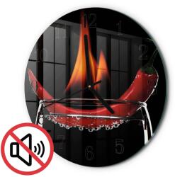 TULUP Üveg Nappali Óra Nyomtatott Tűz Chili Fekete Tippek Fi30 cm (010010500040200171454)