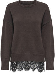 ONLY Pulover Onlevie Lace Mix O-Neck 15387711 19-0915 TCX coffee bean