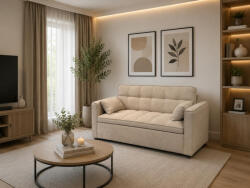  Canapea extensibila 2 locuri 140x77x90 cm Tapitata Stofa Bej Model One (cod: 25085) (C5133-9358) Canapea