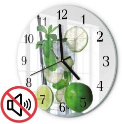TULUP Kerek Üvegóra Nyomtatott Lime és Menta Fekete Tippek Fi30 cm (010010500040200171448)