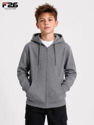F-26 Basic Casual Fiú Kapucnis Cipzáras Dzseki (050A2) Sötétszürke 4-es méret