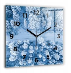  Négyzet alakú Üveg Falióra Nappaliba Erdő Drón Grafikával 60x60 cm (010010500080200270196)