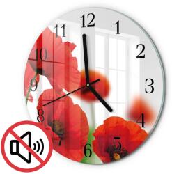 TULUP Kerek Üveg Hálószobai Óra Pipacsok Mintával Fekete Tippek Fi30 cm (010010500040200173408)