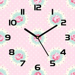 Coloray Csendes óra üvegen Vintage rózsák és pöttyök 30x30cm (pl-zsk-30x30-TD-335)