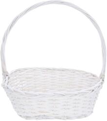 Vipolimex Fehér fonott virágkosár ajándék kompozícióhoz ovális 50x45x32 cm (LH98002M/WH/NO FOIL)