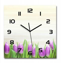 TULUP Függő üveg falióra Lila tulipánok 60x60 cm (pl_zsk_60x60_f_78755149)