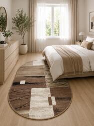 Luna Covor Oval Luna 1805-12, Marime 50 x 80 cm, Bej, Maro, Inaltime Fir 6 mm, Antialergic, Polipropilena, Living, Dormitor, Sufragerie, Birou Covor