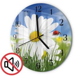 TULUP Üveg Falióra Nappaliba Virág és Katicabogár Fekete Tippek Fi30 cm (010010500040200173280)