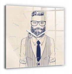  Nagy Üveg Falióra Lakásba Mintás Férfi Szakállas XXL 60x60 cm (010010500080100270319)