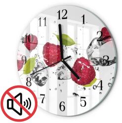 TULUP Modern Kerek Üveg Falióra Málna Fekete Tippek Fi30 cm (010010500040200176346)