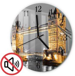 TULUP Falióra Üveg Grafikával Tower Bridge Fekete Tippek Fi30 cm (010010500040200175591)