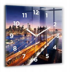  Elegáns Fotó Üveg Falióra New York és a naplemente 60x60 cm (010010500080100272543)