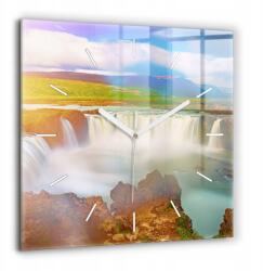  Üveg falióra stílusos Godafoss nyomtatással Izlandon 60x60 cm (010010500080100270909)