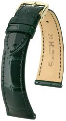 Hirsch Curea Hirsch London Alligator - verde închis, lucioasă - 16 mm - M - Střední délka - 14 mm - Argint + 5 ani garanție și cadou GRATUIT (P102011)