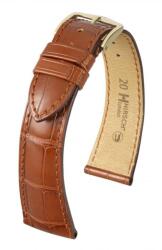 Hirsch Curea Hirsch London Alligator (NO QR) - maro auriu, mat - 20 mm - L - Standardní délka (doporučujeme) - 16 mm - De aur + 5 ani garanție și cadou GRATUIT