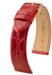 Hirsch Curea Hirsch Genuine Croco - roșu, lucios - 17 mm - L - Standardní délka (doporučujeme) - 16 mm - Argint + 5 ani garanție și cadou GRATUIT (P101049)
