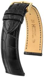 Hirsch Curea Hirsch Genuine Alligator - negru, mat - 22 mm - L - Standardní délka (doporučujeme) - 20 mm - Argint + 5 ani garanție și cadou GRATUIT (P110941)