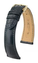 Hirsch Curea Hirsch London Alligator (NO QR) - negru, mat - 20 mm - L - Standardní délka (doporučujeme) - 16 mm - De aur + 5 ani garanție și cadou GRATUIT (P89846)