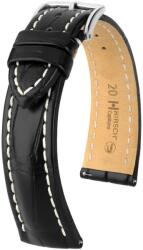 Hirsch Curea Hirsch Capitano - negru - 21 mm - L - Standardní délka (doporučujeme) - 18 mm - Argint + 5 ani garanție și cadou GRATUIT (P90208)