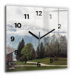  Dekoratív Négyzet alakú Fotó Üveg Falióra Kilátás a hegyekre 60x60 cm (010010500080200270234)