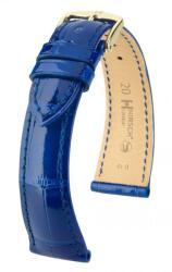 Hirsch Curea Hirsch London Alligator - albastru regal, lucios - 20 mm - M - Střední délka - 16 mm - De aur + 5 ani garanție și cadou GRATUIT (P87426)