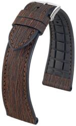 Hirsch Curea Hirsch Bark - maro - 18 mm - M - Střední délka - 14 mm - Argint + 5 ani garanție și cadou GRATUIT