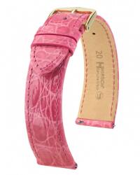 Hirsch Curea Hirsch Genuine Croco - roz închis, lucioasă - 18 mm - M - Střední délka - 16 mm - Aur roz + 5 ani garanție și cadou GRATUIT (P100592)