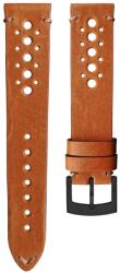 Biatec Curea din piele Biatec | Maro auriu Racing - 20 mm - Negru + 5 ani garanție și cadou GRATUIT
