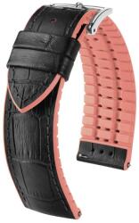 Hirsch Curea Hirsch Andy - negru-roz - 20 mm - M - Střední délka - 18 mm - Argint + 5 ani garanție și cadou GRATUIT (P94942)