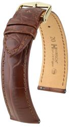 Hirsch Curea Hirsch Genuine Alligator - maro, mat - 20 mm - L - Standardní délka (doporučujeme) - 18 mm - De aur + 5 ani garanție și cadou GRATUIT