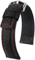 Hirsch Curea Hirsch Carbon - negru, cusături roșii - 18 mm - L - Standardní délka (doporučujeme) - 16 mm - Argint + 5 ani garanție și cadou GRATUIT (P39720)
