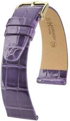 Hirsch Curea Hirsch Prestige Alligator - violet închis, lucioasă - 17 mm - L - Standardní délka (doporučujeme) - 14 mm - Aur roz + 5 ani garanție și cadou GRATUIT (P100140)