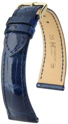 Hirsch Curea Hirsch London Alligator - albastru, lucios - 19 mm - L - Standardní délka (doporučujeme) - 16 mm - De aur + 5 ani garanție și cadou GRATUIT (P87297)